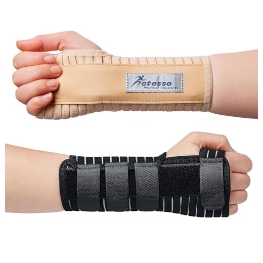 Actesso Atmungsaktiv Handgelenkschiene Handgelenkbandage - Ideal für Karpaltunnelsyndrom, Zerrungen oder sehnenscheidenentzündung - Links oder Rechts - Klein - Groß (Beige, Petite Droite)