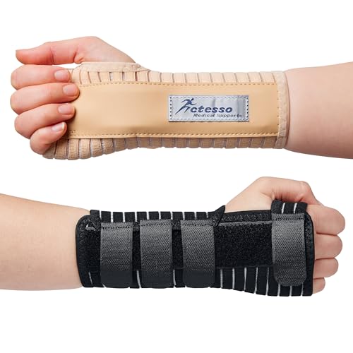 Actesso Respirant Attelle de Poignet - Idéal pour Les Fractures, Entorse, tendinite et Le Canal carpien (Noir Droite, M)
