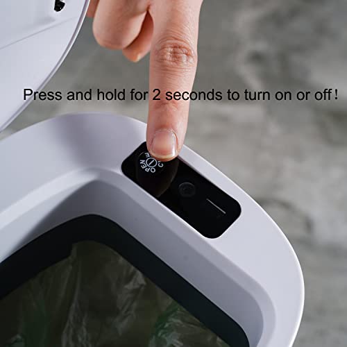 Image of Sooyee 14 Liter Automatic Trash Can with lid,3.6 Gallon Touchless Trash Can or Kick,Garbage Cans for Kitchen,Bathroom,Office,Bedroom,Living Room,White