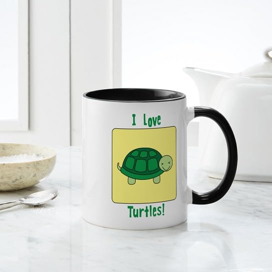 Taza de cerámica de 11 oz I Love Turtles miniatura 5