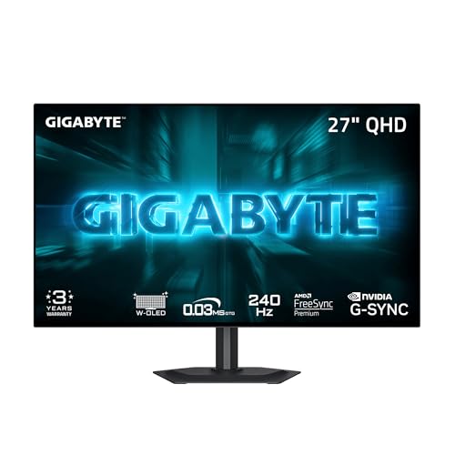 GIGABYTE - GO27Q24G - 27" W-OLED Gaming Monitor - QHD 2560 x 1440-240Hz - 0.03ms GTG - AMD FreeSync Premium, G-SYNC Compatible - HDMI, DP, Type-C - Height and Tilt Adjustable - Black