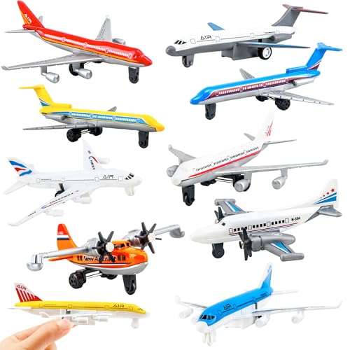 10 Pack Toy Airplanes Diecast Pull Back Airplane Toys Alloy Planes Model for Kids Birthday Children's Day Gifts Classroom Rewards Airforce Party Favors