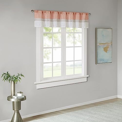Madison Park Rod Pocket Valance Window Curtains For Bedroom,Transitional Modern Light Bedroom Curtains, Pieced Amherst Curtain Panels For Living Room Family Room Curtains, 50"" X 18", 1-Panel Pack #TOP1