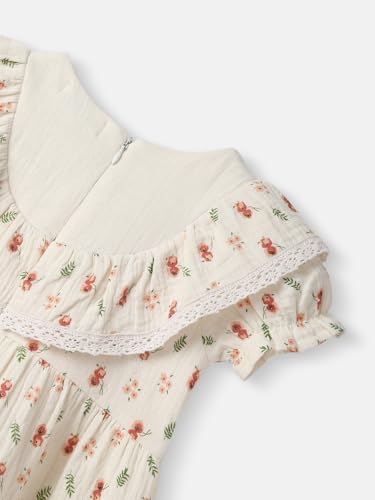 Image of Nautinati Girls' Floral Cotton Lace Dress White