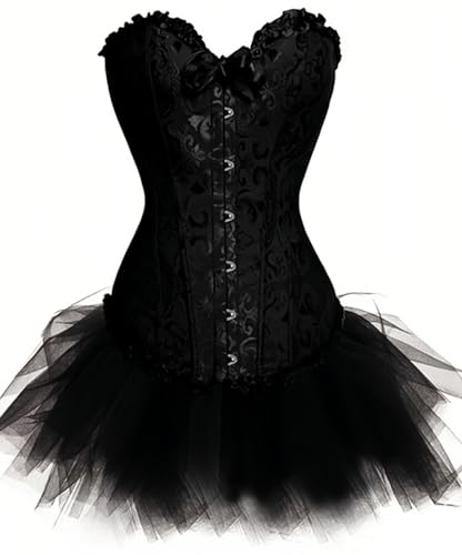 Moulin Rouge Gothic Corsagenkleid Korsett Spitenrock Übergrößen S-6XL