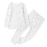 Owlivia 100% Organic Cotton Baby Long Sleeve Pajama Sets, Toddler Boy Girl 2-Piece Sleepwear(2 Years, Blue Star)