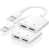 [Apple MFi Certified] Dual 2in1 Lightning Headphone Audio & Charger Adapter Splitter for iPhone i...