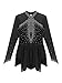Hularka Women's Figure Ice Skating Layered Keyhole Gymnastic Leotard Roller Skating Dance Costume Black Medium