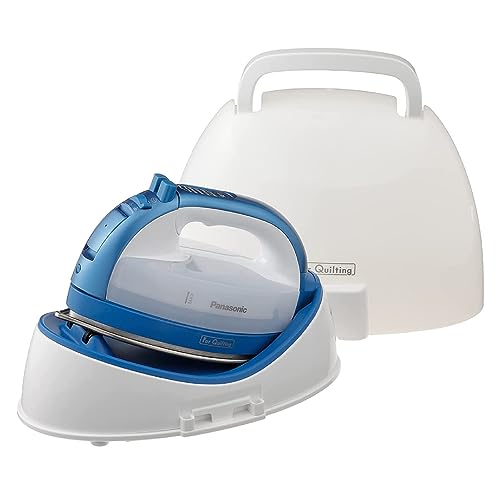 Panasonic Cordless Iron, Portable 360-Degree Freestyle Dry/Steam Iron with Precision Tips and Stainless Steel Soleplate, Anti-Calc and Anti-Drip, Power Base and Carrying/Storage - NI-QL1000A (Blue) by Panasonic - Used condition - US$82.98