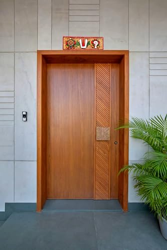 Image of FLAIMYST Shank Chakra Tilak for Door Entrance in Aluminium Metal, Tirupati Door Wall Hanging Shankh Chakra Namah Decorative for Home, Office, Room, Religious House Warming (Copper Multicolor)