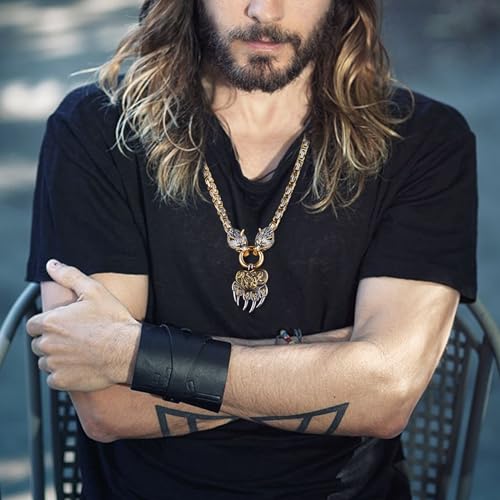 OIDEA Viking Necklace for Men: Vintage Viking Bear Claw Pendant with Wolf Head King Chain Stainless Steel Nordic Pagan Amulet Jewelry Gifts2