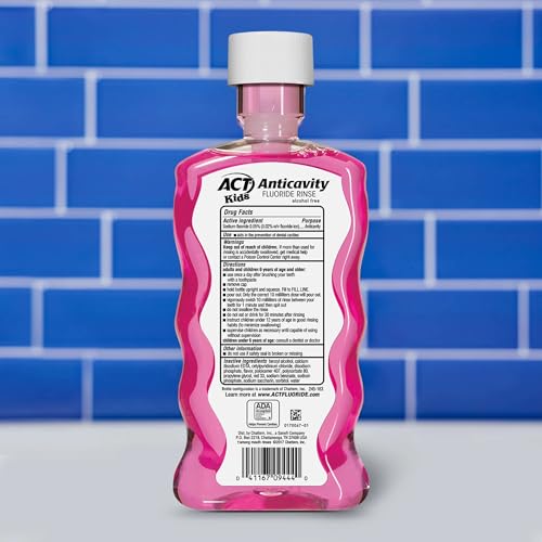 Image of ACT Kids Anticavity Fluoride Mouthwash, Sugar & Alcohol Free Mouth Rinse Strengthens Teeth, Bubble Gum Blowout, 16.9 fl. oz.(Pack of 3)