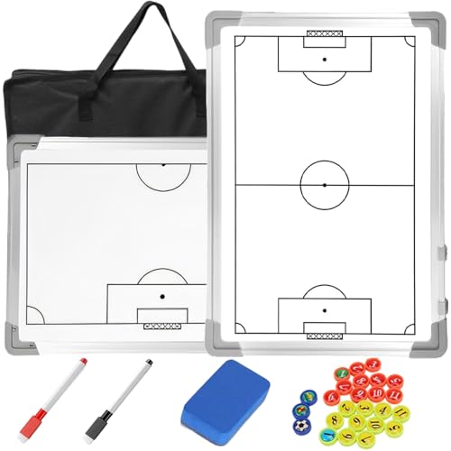 Krynnox Soccer Coaching Board Magnetic Double-Sided Dry Erase Soccer Tactics Board for Coaches Soccer Magnet Board & Coaching Equipment with Markers Pen Carry Bag Coach Gift