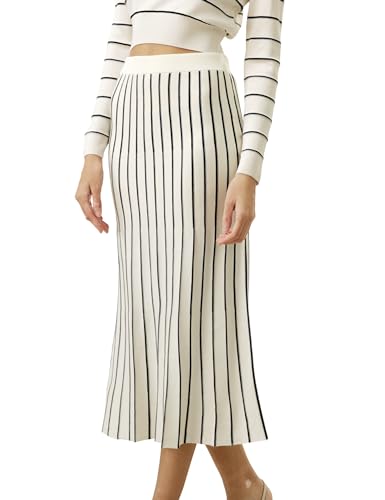 LilySilk 100% Silk Knitted Sweater Skirt for Women Soft Stretchable Long Slim Fit Ladies Silk Bottom A Line High Waist