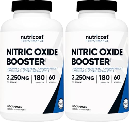 Image of Nutricost Nitric Oxide Booster 2250mg, 180 Capsules - 750mg Per Casule, 60 Servings - Gluten Free and Non-GMO (Pack of 2)