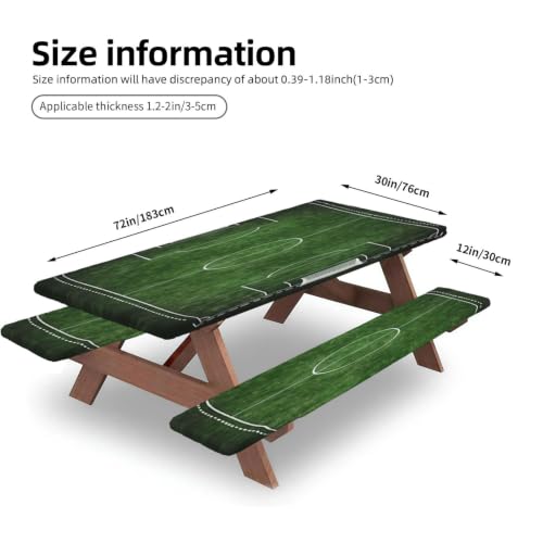Manteles elásticos ajustables de elastano verdes y blancos para mesa de picnic 5