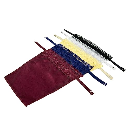 TSHAOUN 5 Pcs Cache décolleté,Dame Dentelle A Clipser Faux Camisole Soutien-Gorge Insérer Recouvrir Modestie Panneau Gilet,Haut Imitation Caraco Bandeau en Dentelle Cache-décolleté (5 Couleurs)