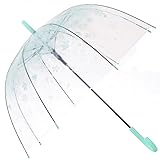 HAOCOO Cherry Blossoms Clear Umbrella,Bubble Transparent Fashion Dome Auto Open Umbrella Windproof for Outdoor Weddings (Green)