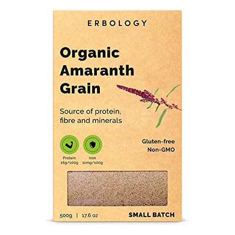 100% Organic Amaranth Grain 500g - High in Fibre and Minerals - Source of Protein - Sustainably Sourced - Vegan and Gluten-Free - Non GMO - Recyclable Packaging Cover