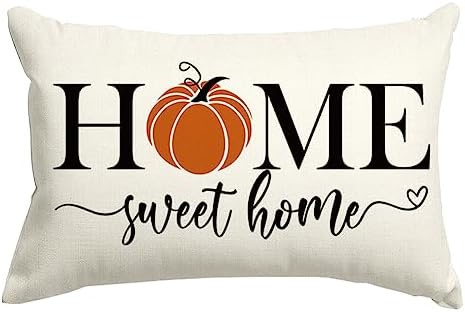 Fall Cat Pumpkin Pillow Cover 12x20 - Autumn Thanksgiving Decor Lumbar Pillow Case