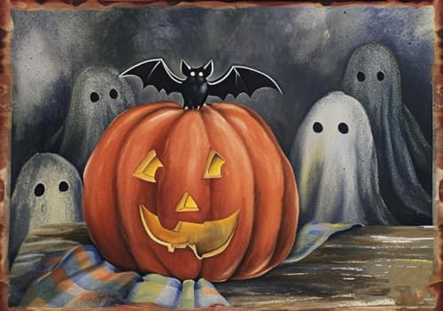 LIANTSH Póster vertical de metal negro con diseño de gatito para interiores y exteriores, hogar, bar, café, cocina, decoración de pared, pintura de Halloween, placa de metal de 8 x 12 pulgadas (14)