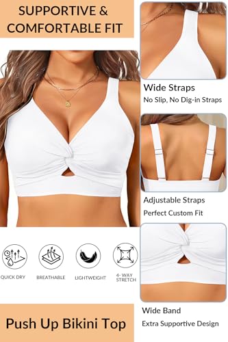 Image of Women's Bikini Top - Supportive Swimsuit for Large Bust - 2025 Cut Out Twist Swim Top