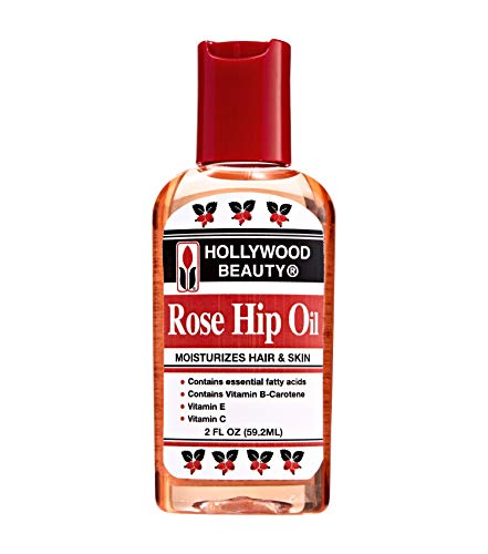 Hollywood Beauty Rose Hip Hair & Skin Oil, 2oz Bottle, A Perfect Moisturizer for Hair and Skin, Contains Essential Fatty Acids, Plus Vitamin-B Carotene, Vitamin E Vitamin C
