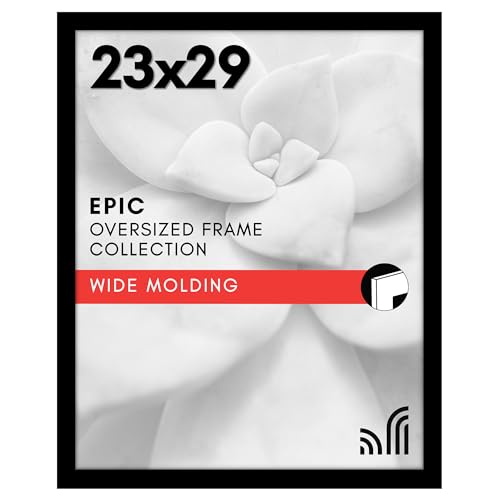 Americanflat 23x29 Poster Frame with Polished Plexiglass - Black Picture Frame - Wide Photo Frames Made of Engineered Wood for Vertical or Horizontal Wall Display - Epic Collection - Black