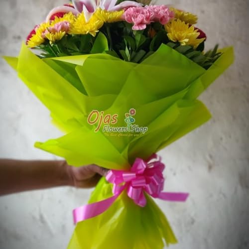 Image of Oasis Gift Wrapping Frosted Cellophane Roll For Multipurpose Hamper Packaging & Flower Bouquet Wrapping, 80cmx25mtr, 1 Roll (Lime Green)
