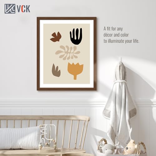 Image of VCK 24x30 Poster Frame Solid Wood brown 3 Pack Picture Frames 24 x 30 Inches with Wall Mounting Hanging