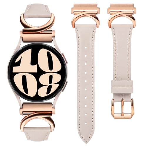 Minyee Leather Bands Compatible with Samsung Galaxy Watch 7/6/5/4/FE/Active 2 40mm 44mm/Watch...