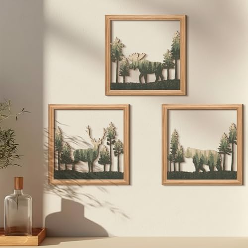 Novabright 3 Pcs Bear Elk Moose Wall Decor for Home