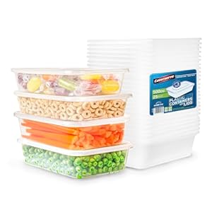 Caterserve 25 Pack Reusable Plastic Containers with Lids (500ml) for Food Storage & Meal Prep – Microwave & Dishwasher Safe, BPA-Free & Recyclable