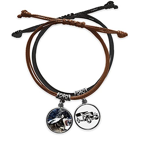 Bracelet Husky en cuir et corde à offrir à un passionné de chiens