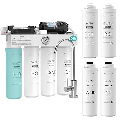SimPure T2-600T Reverse Osmosis System, Comes with Extra 4 Replacement Cartridges Filters