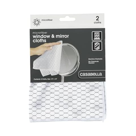 Casabella Microfiber 12" x 14" Cloth, Pack of 2, Black Honeycomb, White Glass, 2 Count - 11214 Cover