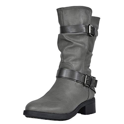 DREAM PAIRS Pocono Bottes Femme Fourrées Gris Taille 42 EU / 11 US