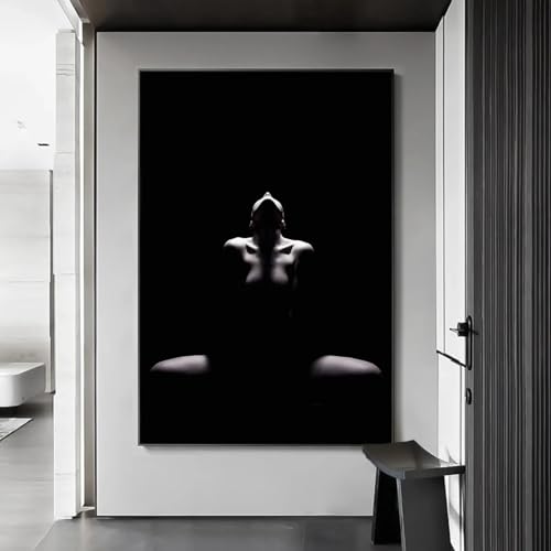 Toile femme nue noir et blanc pour décoration murale salon - 3