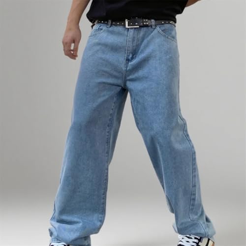 Men's Loose Straight Leg Denim Jeans Casual Wide-Leg Long Pants Streetwear Style4