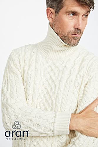 Aran Irish Sweater for Men's High Neck 100% Supersoft Merino Wool Cable Knitted Pullover Made in Ireland2