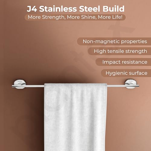 Image of Plantex J4 Stainless Steel Towel Holder in Bathroom /Cloth Hanger for Bathroom /24 Inch Towel Rod /Bathroom Accessories (Chrome Finish) Onix