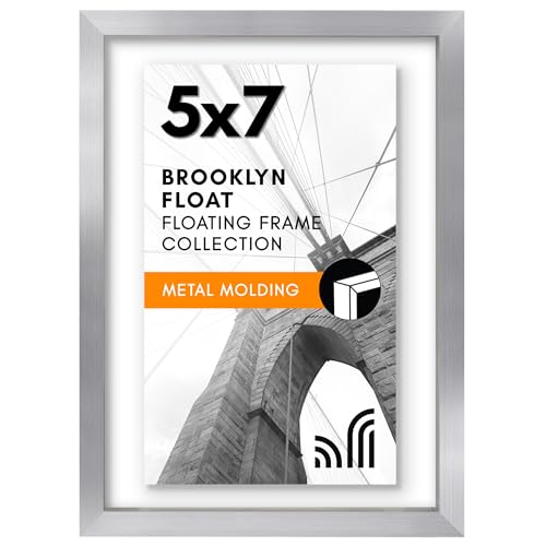 Americanflat 5x7 Floating Picture Frame - Metal - Silver