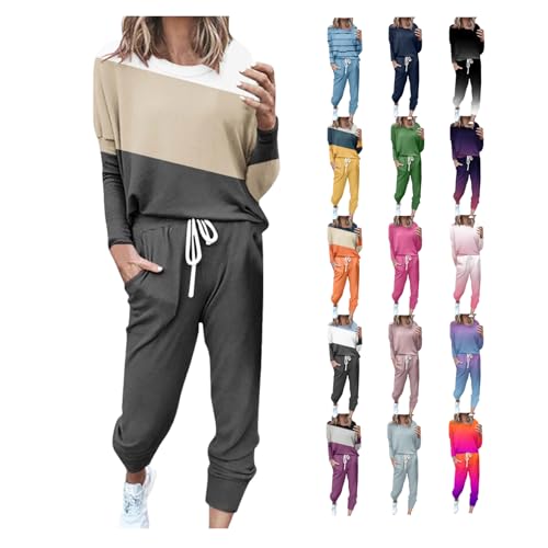 Generisch Jogginganzug Damen Baumwoll Trainingsanzug Set Langarm Pullover Und Regular Hose Freizeitanzug Elegant Farblock Shirt Sportanzug Lang Zweiteiler Outfit Sommer Hausanzug Herbst Generisch Jogginganzug Damen Baumwoll Trainingsanzug Set Langarm Pullover Und Regular Hose Freizeitanzug Elegant Farblock Shirt Sportanzug Lang Zweiteiler Outfit Sommer Hausanzug Herbst