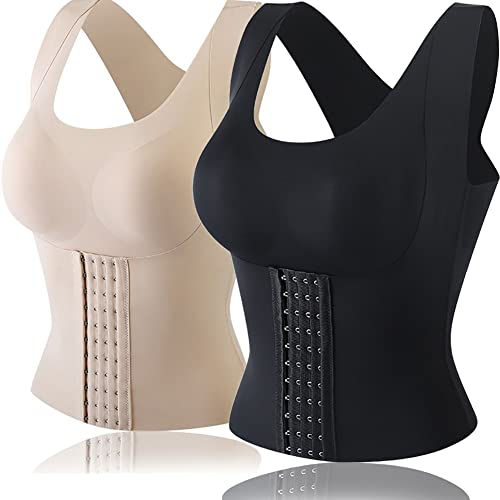 3-in-1 Waist Buttoned Bra Shapewear for Women, Correcting Hunchback Body Sculpting Tummy Control (Color : Mix, Size : XXL) Cover