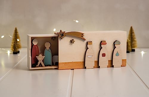 Miniatura 3 de Rayher Figuras Belén Navidad, Madera, 12 Piezas, 1,3-7,6 Cm, Decoración Navideña, 64538505