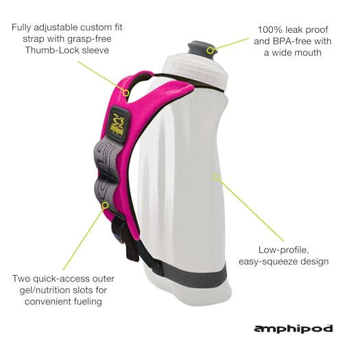 Amphipod Hydraform Ergo Minimalist Handheld Water Bottle, BPA-Free Hydration Pack for Ultra-Running, Marathons & Walking - Pink - 16 oz