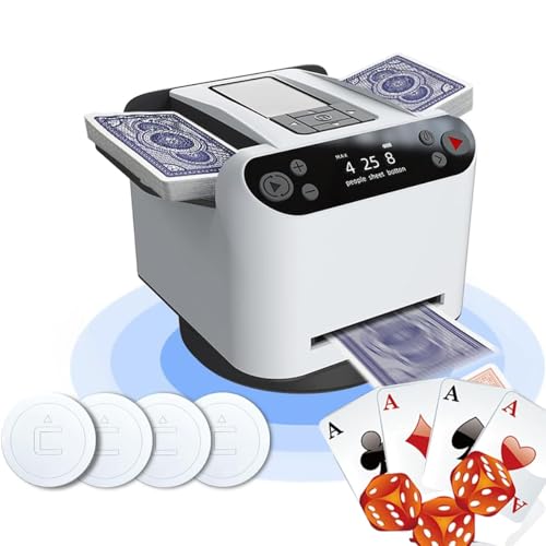 Shuffler automatico per carte e rivenditore, rotazione a 360 gradi, pulsanti wireless, display OLED, ultra silenzioso e ricaricabile per poker e giochi di carte