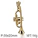 PAMTIER Unisex Stainless Steel Vintage European and American Style Brass Musical Instruments Trumpet Pendant Hip Hop Punk Necklace Gold with Chain