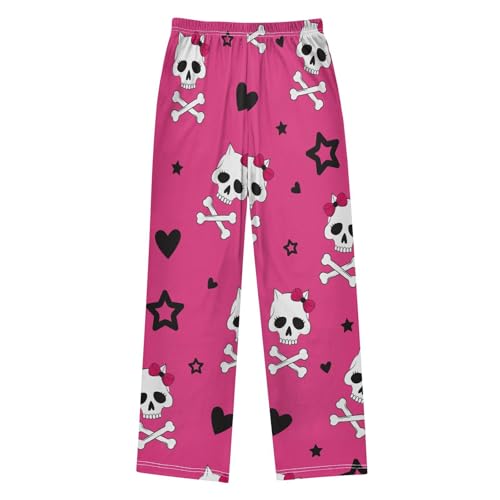 Skull and Bow Boys Pants Boys Athletic Pants Long Pant for Boywith Pockets Wide-Leg Size 6-14Y2