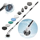 Electric Spin Scrubber,Shower Scrubber with Long Handle,Shower Cleaning Brush with 10 Replaceable Brush Heads, Power Scrubber 2 Adjustable Speeds,IP68 Waterproof Bathroom Scrubber
